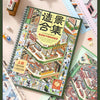 A close-up of a sticker set featuring detailed 3D house scenes for scrapbooking and DIY crafts.