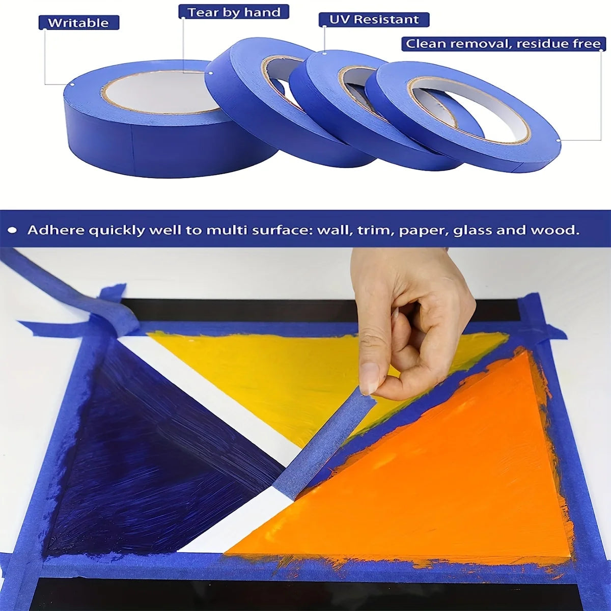 Blue Painters Tape Multi-Pack, Clean Release Masking Tape for Home Projects
