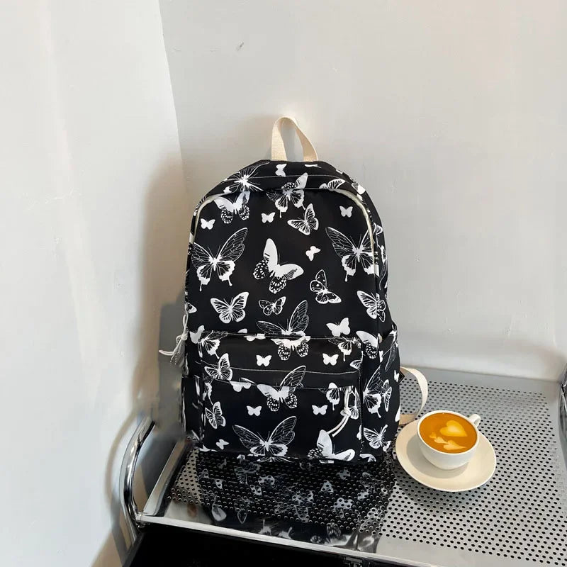 Butterfly Print Canvas Backpack for Women