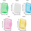 A set of ten clear silicone brush head protector caps in various colors including green, white, blue, red, and yellow.