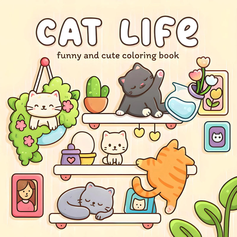 Cat Moments Adult Coloring Book
