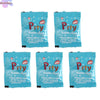 Five individually packaged blue bubble liquid refills for party use