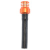 A motorcycle fuel tank breather valve with an orange top and black cylindrical body.