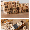 Vintage Wooden Rubber Stamp Set with Ink Pad