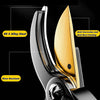 Close-up of precision pruning shears featuring an anti-corrosion coating on the blade and a black handle.