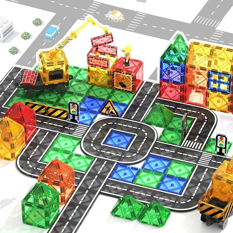 Magnetic Tiles Road Building Set for Kids