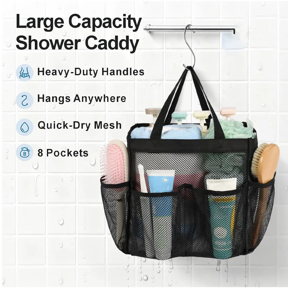 Mesh Shower Caddy with 8 Pockets and Handles