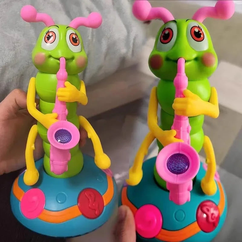 Musical LED Dancing Caterpillar Toy with Saxophone Handle