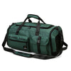 A dark green tactical nylon backpack with black straps and buckles.