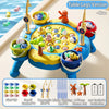 Blue table legs version of a magnetic little fishing game set with buckets rods and accessories