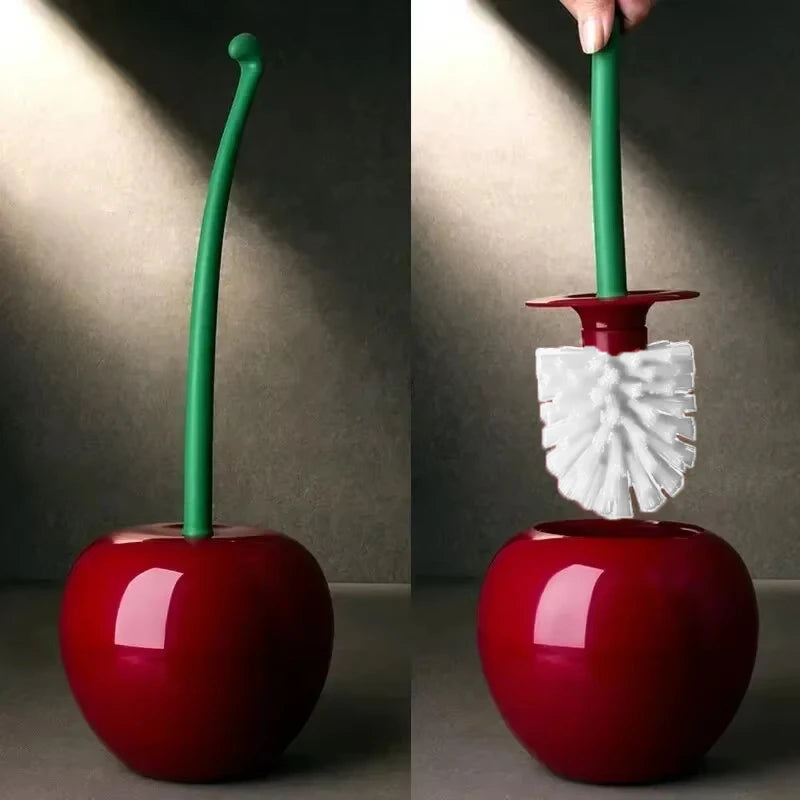 Cherry-Shaped Toilet Brush and Holder Set