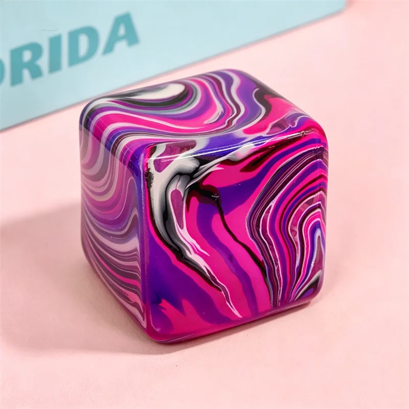 Squishy Stress Relief Cube with Soothing Swirl Design