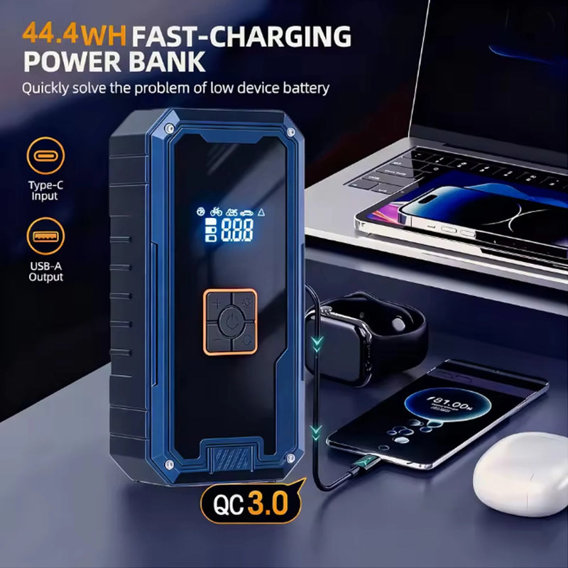 Portable Car Jump Starter with Air Pump & Power Bank