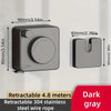 Dark gray retractable clothesline with a storage clip and stainless steel wire rope.