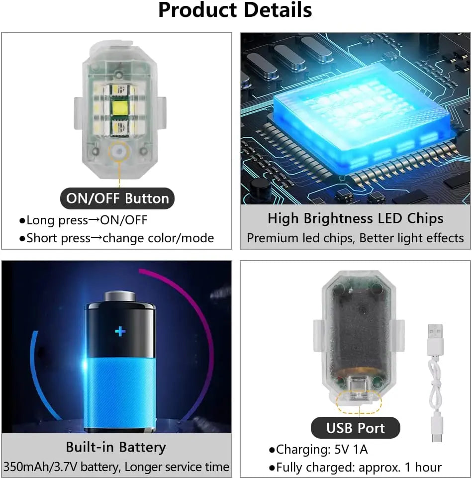 Wireless LED Strobe Light with Remote Control for Vehicles