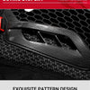 Detail display of black motocross armor jacket featuring an exquisite patterned design on the chest area.