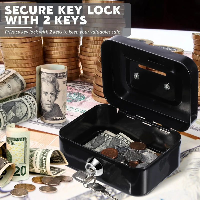 Compact Metal Key-Lock Money Box
