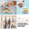A set of space-saving cascading hanger connectors and hooks for clothing hangers.