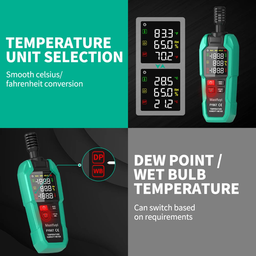 Professional Digital Thermohygrometer with Color Display