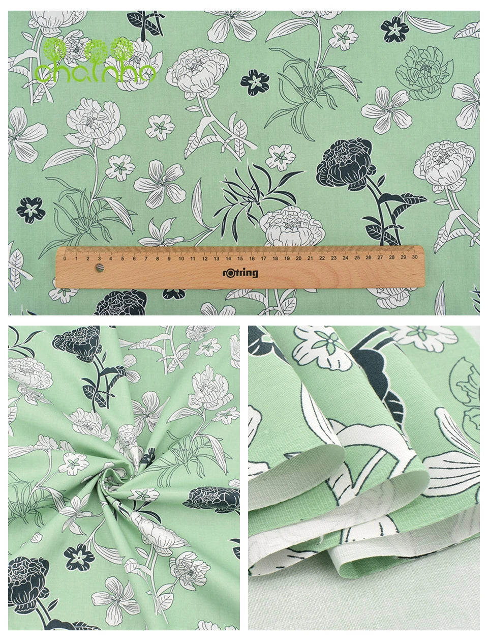Floral Printed Twill Cotton Fabric for Quilting & Sewing – 6 Piece Set