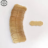 A stack of tan PU leather sewing labels with 'Made With Love' text for handmade crafts.