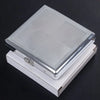 A silver stainless steel cigarette case with an embossed pattern, shown open on a dark surface.