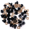 A collection of black safety noses with washers for stuffed animals and DIY crafts.