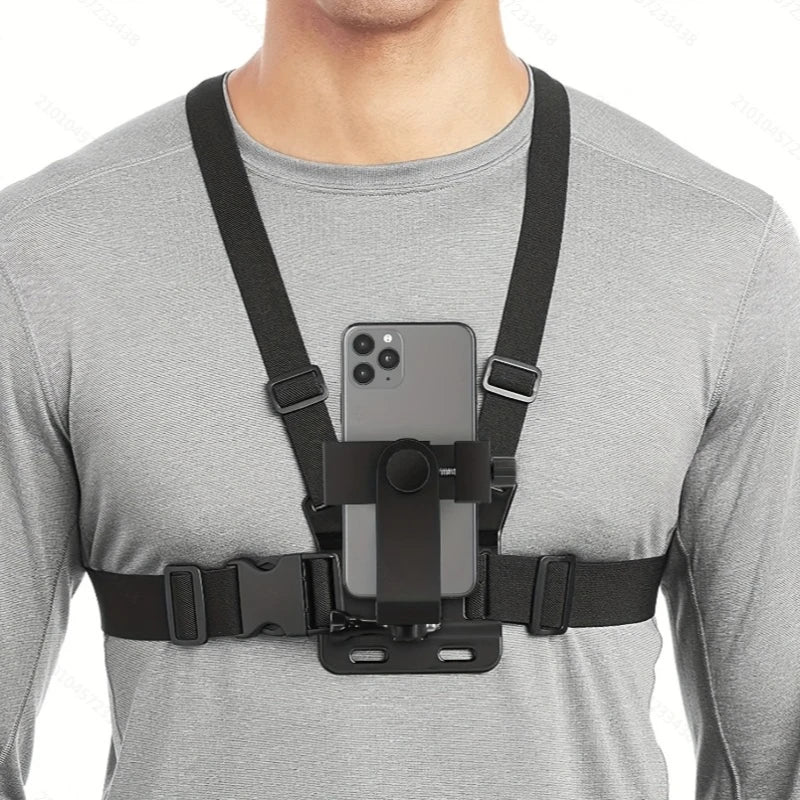 Adjustable Chest Strap Phone Clip Holder for Action Cameras and Smartphones