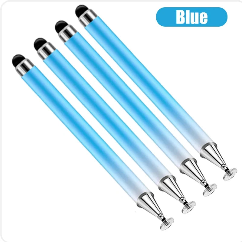 Four blue stylus pens shown with a blue label for touchscreen devices