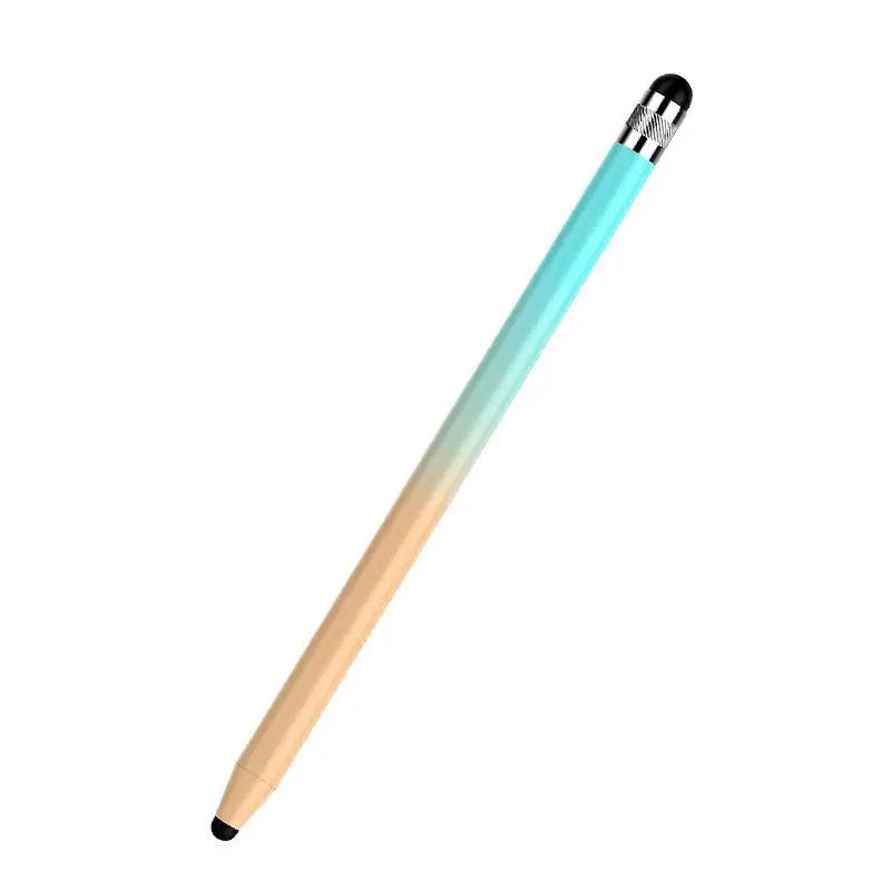 A light blue and peach dual-nib capacitive stylus pen shown diagonally.
