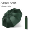 A dark green extra-large windproof folding umbrella shown open.