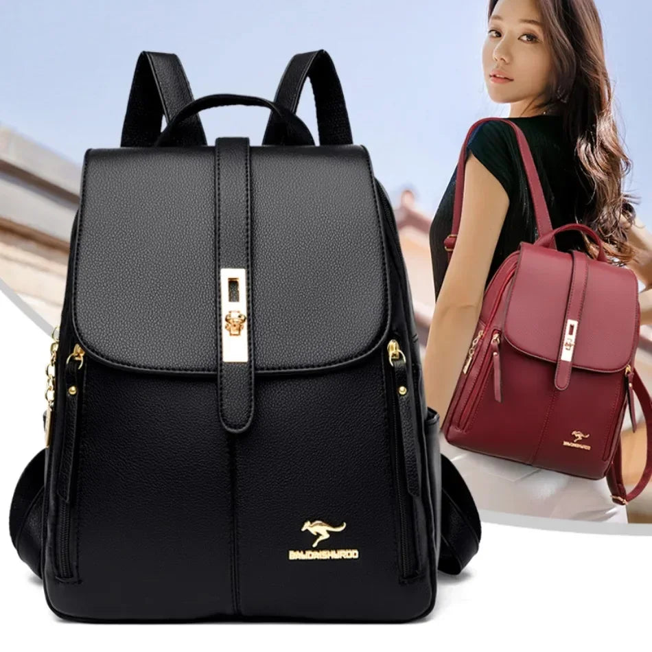 Vintage Leather Women's Backpack with Spacious Interior
