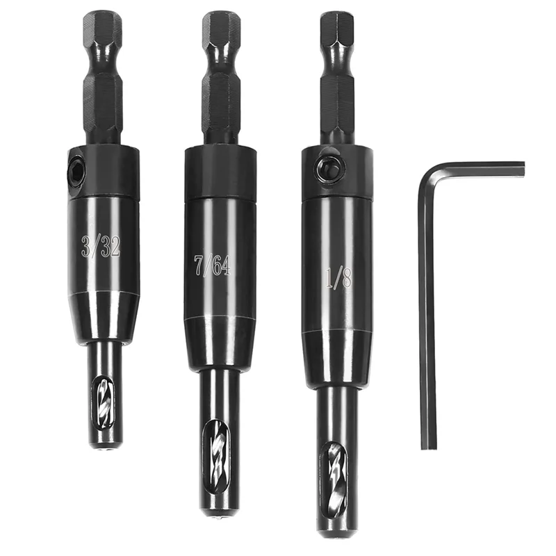 Self-Centering Hinge Drill Bit Set