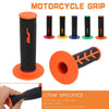 Motorcycle grip set showing various colors including black, orange, yellow, blue, and green grips.