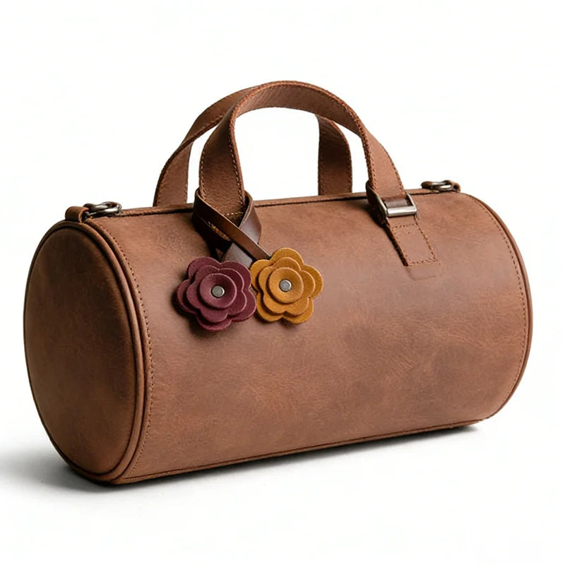 Vintage Rose Leather Bag Charm