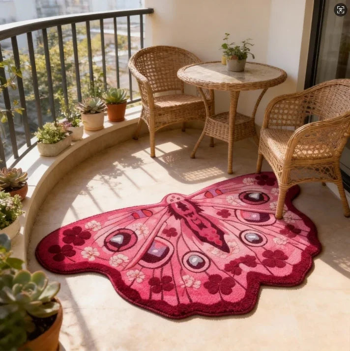 Butterfly-Shaped Plush Rug with Non-Slip Backing