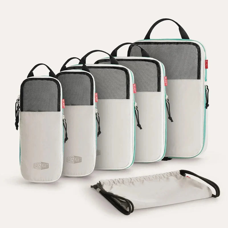 Compression Packing Cubes Set with Expandable Travel Organizers