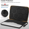 Black EVA protective laptop sleeve showing a padded interior and a protective ridge detail.