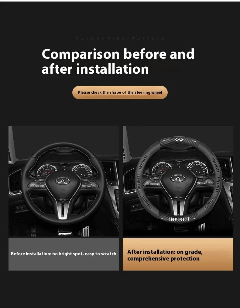 Carbon Fiber Leather Steering Wheel Cover for Infiniti Models