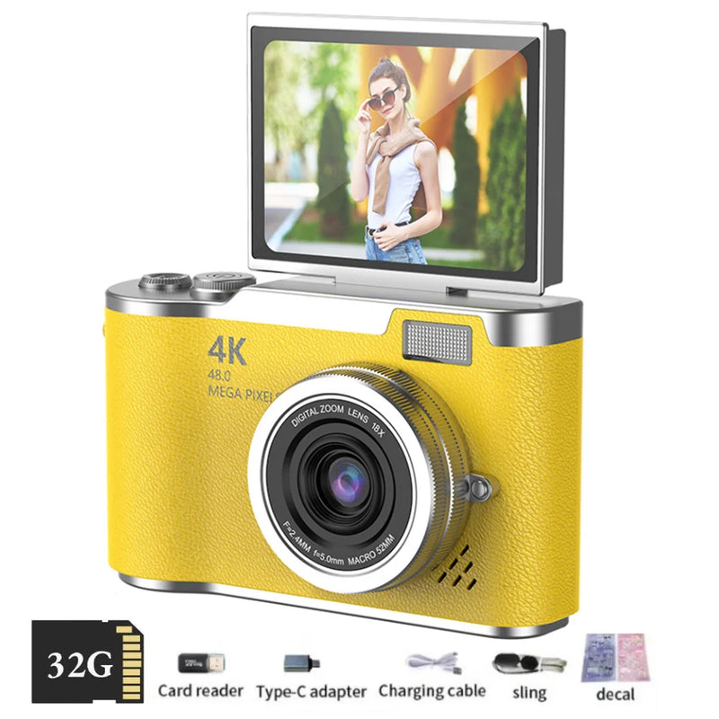 4K Digital Camera with 2.4-Inch Flip Screen and 48MP Sensor