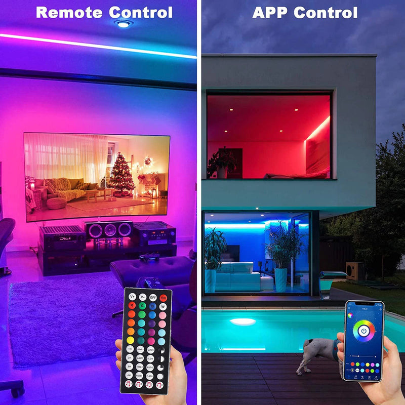 RGB LED Strip Lights with Music Sync & Remote Control