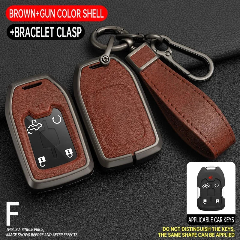 Brown and gun color shell bracelet clasp key fob cover for car keys