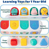 A set of Montessori pop-up toys for toddlers featuring animal/color recognition, number recognition, and finger training.