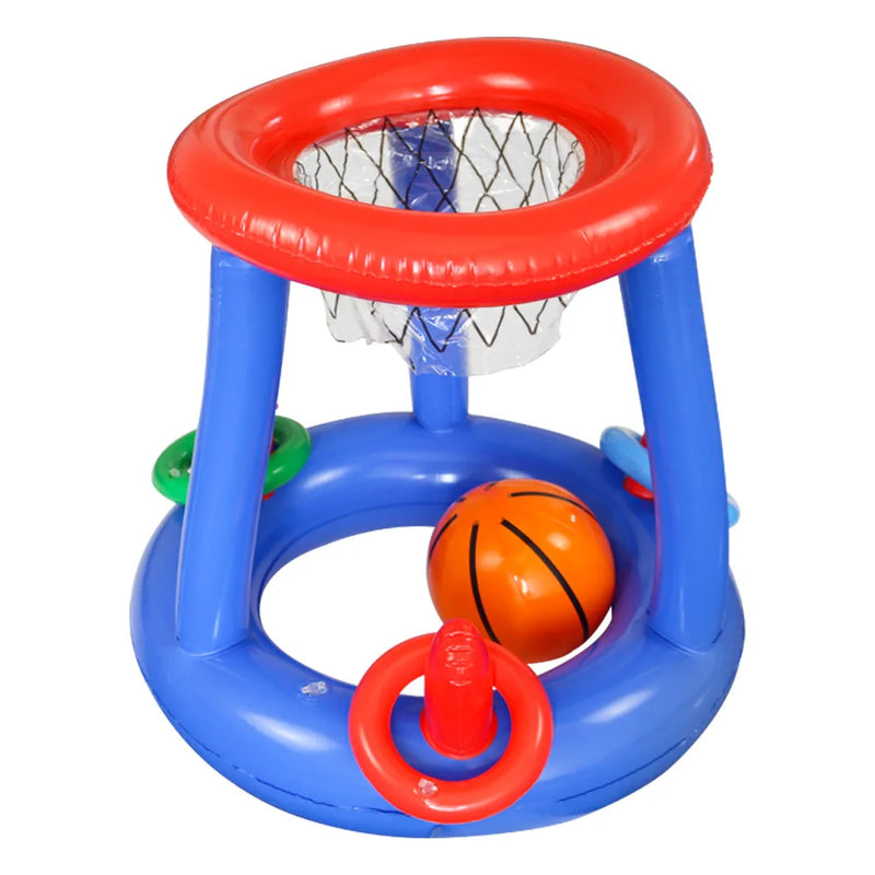 Inflatable Pool Basketball Hoop & Floating Ring Set