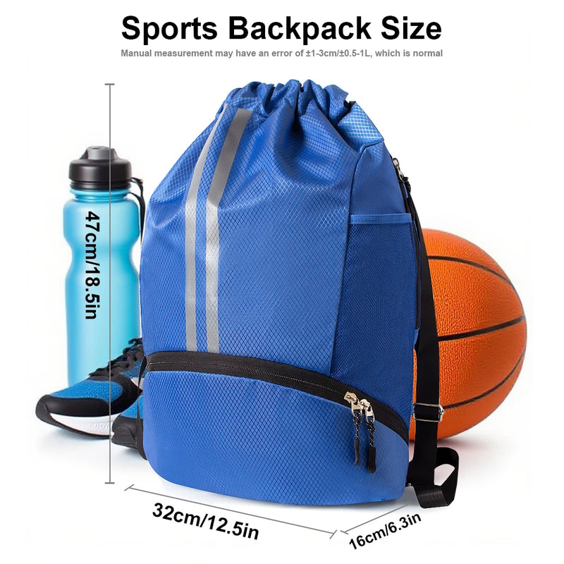 Waterproof Drawstring Gym Bag with Shoe Compartment