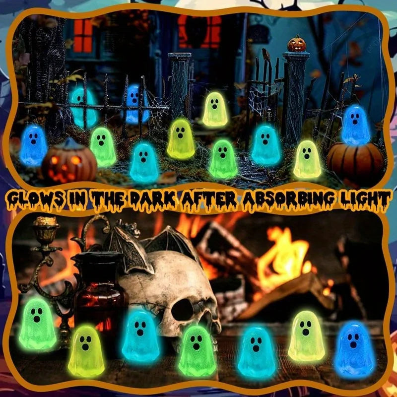 Set of 50 Glow-in-the-Dark Resin Ghost Figurines