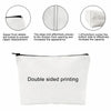 White makeup bag featuring double-sided printing and zipper details for secure closure.
