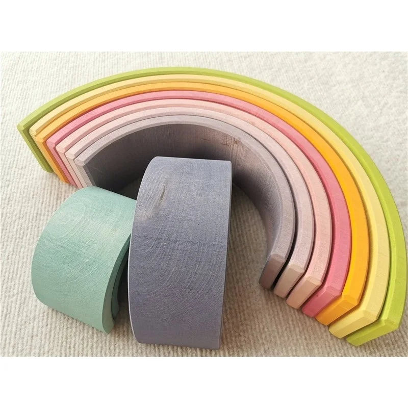 Rainbow Stacking Blocks & Peg Dolls Set – Natural Wooden Toy