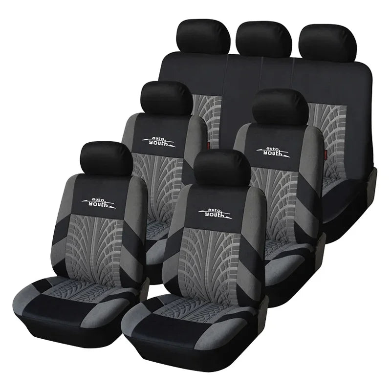 Universal Car Seat Covers Set with Track Detail Design