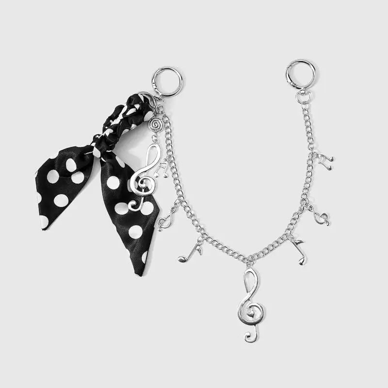 Polka Dot Scarf Bag Charm with Metal Chain